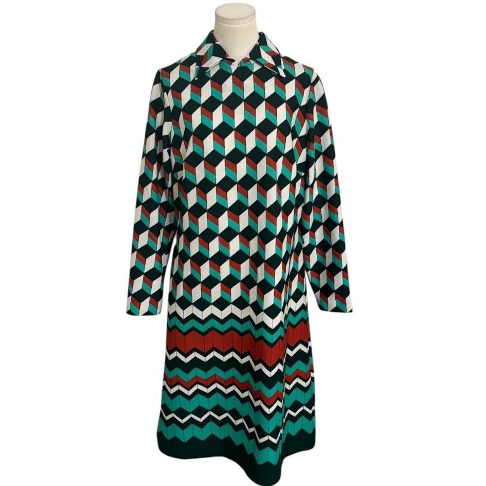 Vintage 1970’s Toni Todd‎ White Pointed Collar Disco Mod Midi Dress Sz M L Party
